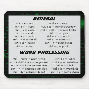 Keyboard Shortcut Cheat Sheet Techy Binary Code Mouse Mat