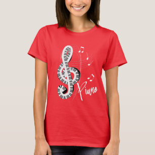 Keyboard Treble Clef Fun Music Notes Piano Graphic T-Shirt
