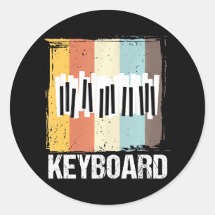 Keyboardist Pianist Retro Keyboard Piano Player Classic Round Sticker