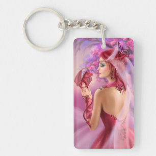 Keychain Beautiful fantasy woman queen and dragon