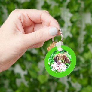 Keychain - Bee on Clover Blossom