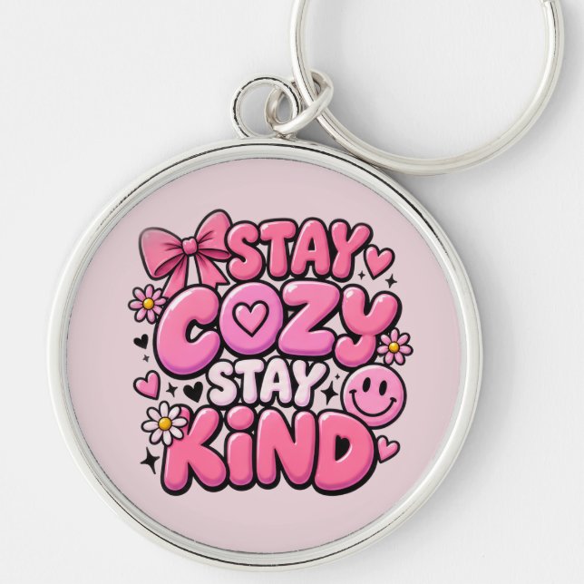 KEYCHAIN BIG ROUND PINK WITH QOUTE  (Front)