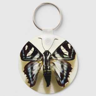 Keychain, Black/White Moth Key Ring