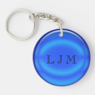 Keychain - Blue disc with initials