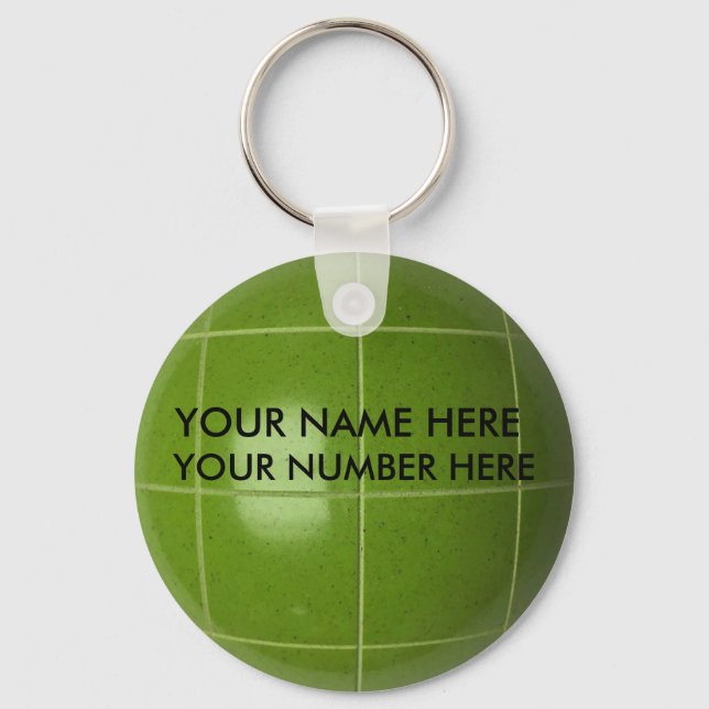 Keychain Bocce Ball With Your Name, Your Number (Front)