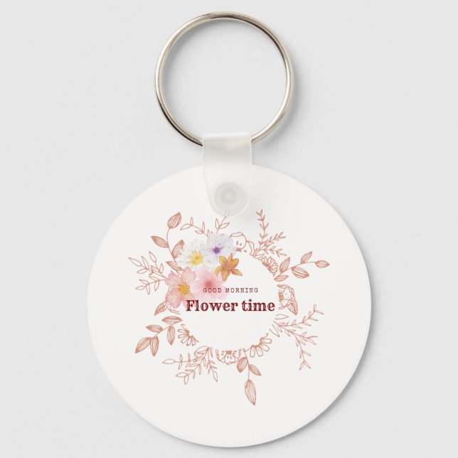 Keychain | Botanical Flower Time Key Ring (Front)