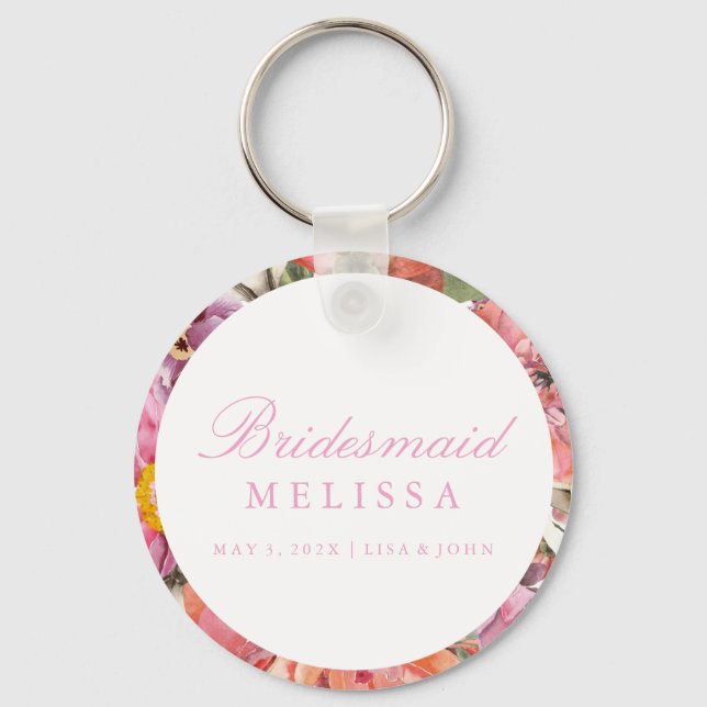 Keychain Bridesmaid - Floral (Front)