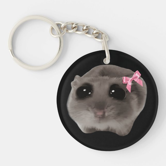 Keychain Coquette Sad Hamster Meme (Front)