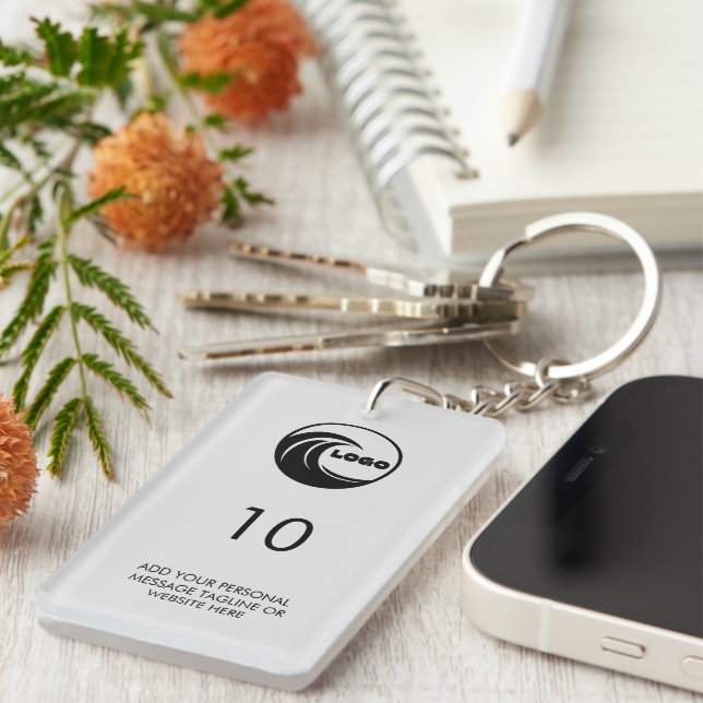Keychain Custom Property Number Business Logo Grey (Front Right)