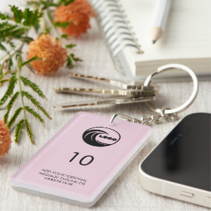 Keychain Custom Property Number Business Logo Pink