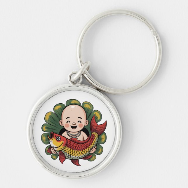 Keychain | Cute Boy with Lucky Koi (Front)