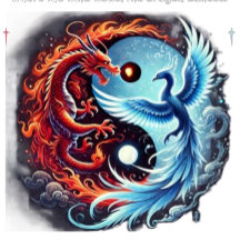 Keychain - Dance of the Dragon and Phoenix