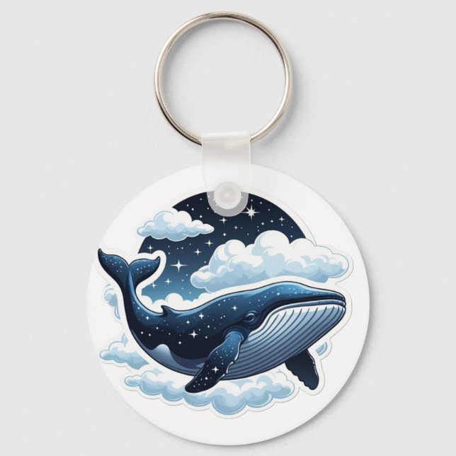 Keychain Floating cloud whale with stars (Front)