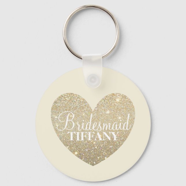Keychain - Glitter Heart Bridesmaid Name (Front)
