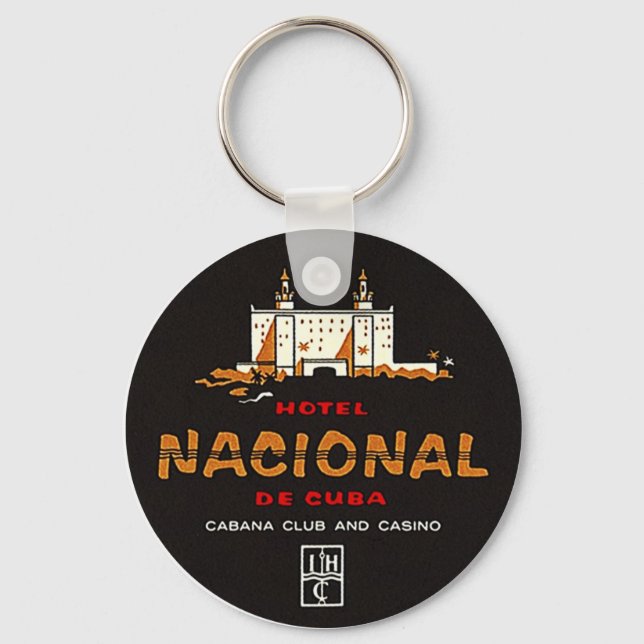 KEYCHAIN HOTEL NACIONAL DE CUBA VINTAGE AD LABEL (Front)