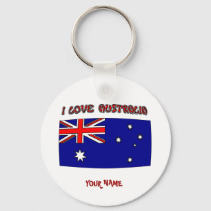 Keychain I Love Australia Flag Your Name
