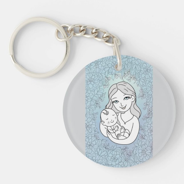 Keychain in acrylic mom and son (Front)