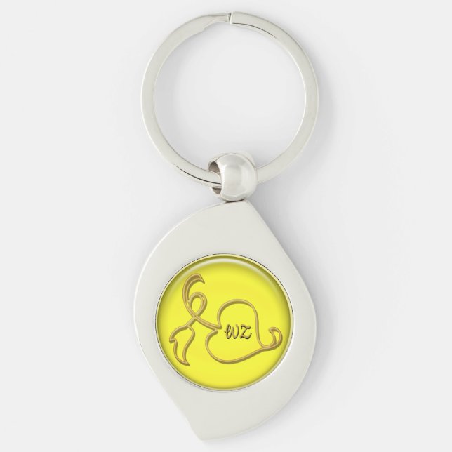 Keychain - Leaf Outline and Initial (Front)