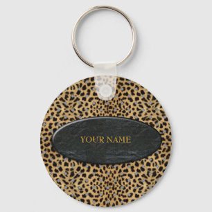 Keychain Leopard Stone Add Your Name