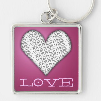Keychain Love Heart Pink Your Photo Here