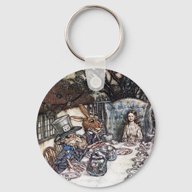 Keychain:  Mad Hatter Tea Party - by Rackham Key Ring (Front)