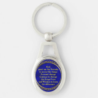 Keychain: Metal: Serenity Prayer Gold on Blue Key Ring