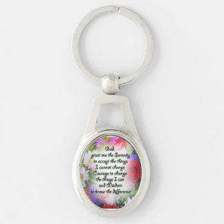 Keychain: Metal: Serenity Prayer with Bouquet Key Ring