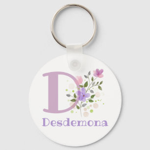 Keychain or Key Fob in a Floral Design with Name