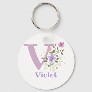 Keychain or Key Fob in a Floral Design with Name