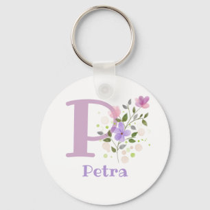 Keychain or Key Fob in a Floral Design with Name