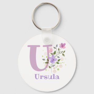 Keychain or Key Fob in a Floral Design with Name