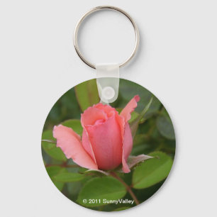 Keychain: Precious Pink Rosebud Key Ring