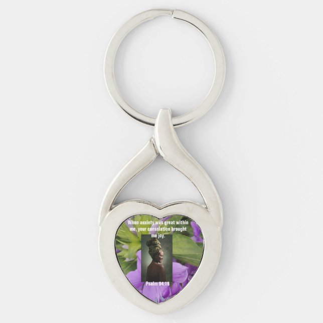 keychain, purple, green, prayer, protection, key ring (Front)