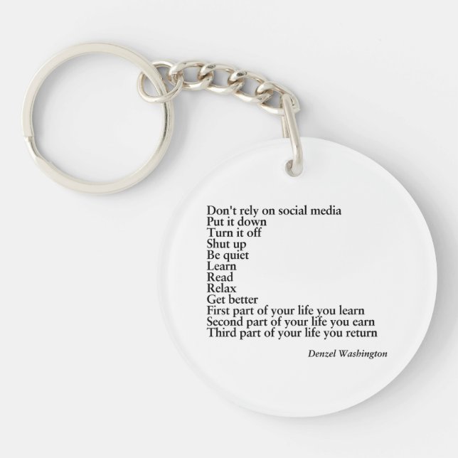 keychain quote, denzel washington quote gift (Front)