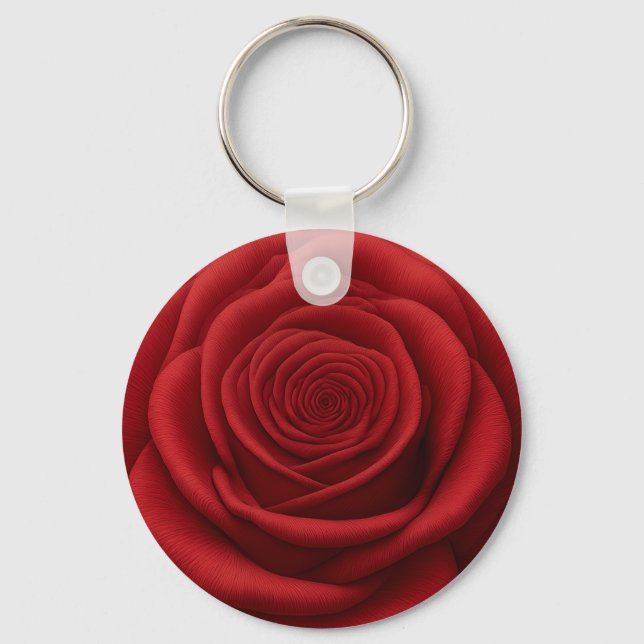 Keychain - Red Rose Flower (Front)
