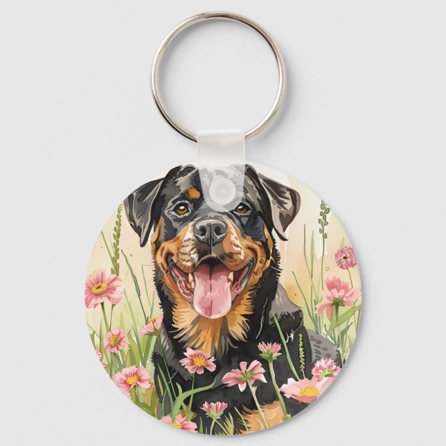 Keychain – Rottweiler Watercolor Keychain (Front)