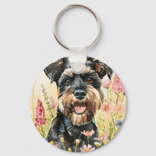 Keychain – Schnauzer Watercolor Dog Charm