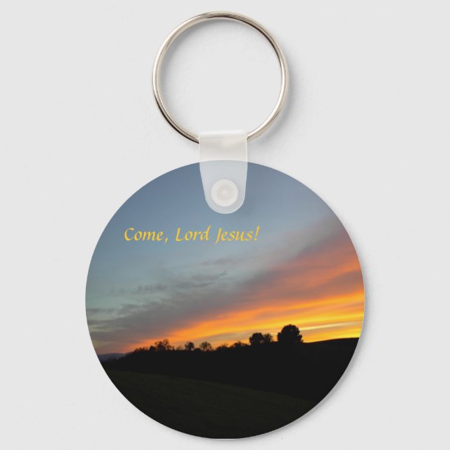 Keychain-Sunset and clouds: Come, Lord Jesus! Key Ring (Front)