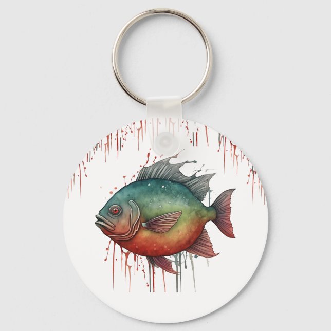 Keychain - Watercolor Series: Piranha (Front)