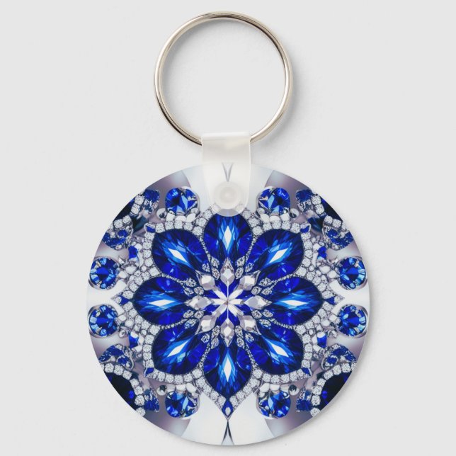 Keychain with Blue White Colours Design (Front)