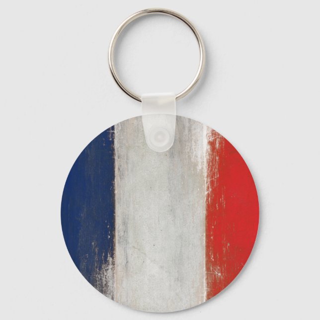Keychain with Dirty Vintage French Flag (Front)