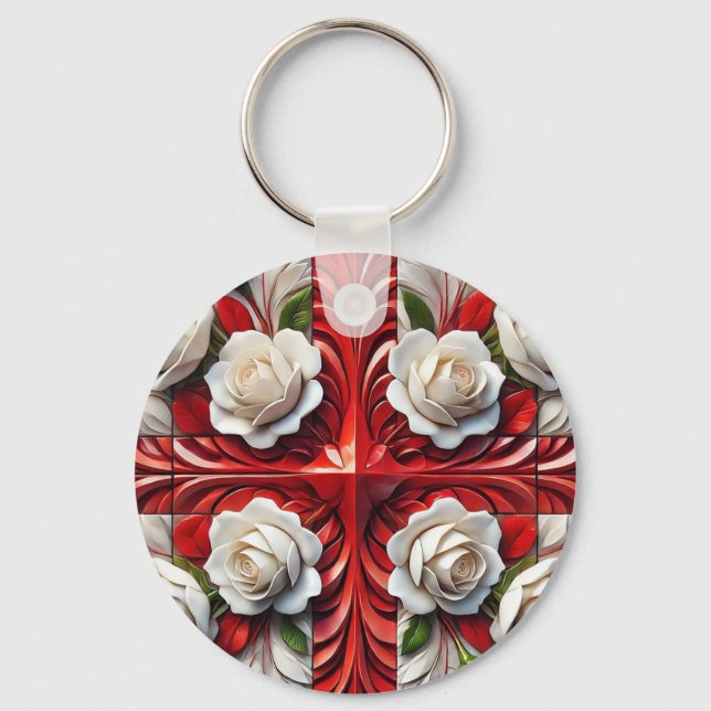 Keychain with English Roses Design (Front)