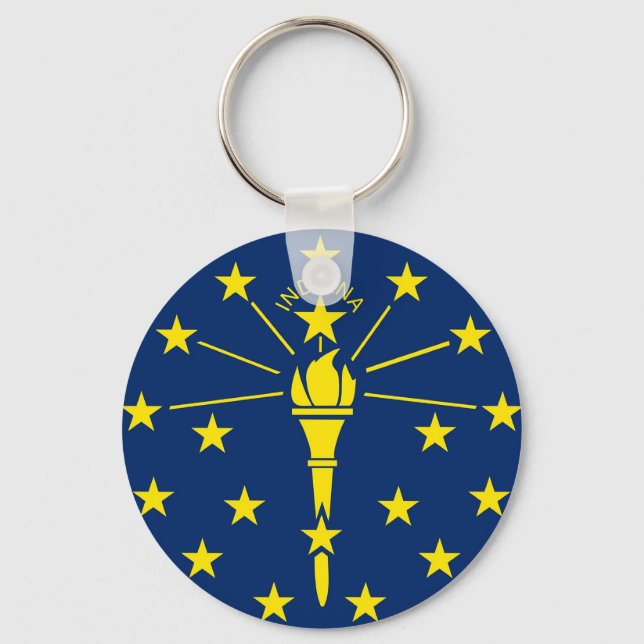 Keychain with Flag of Indiana State (Front)