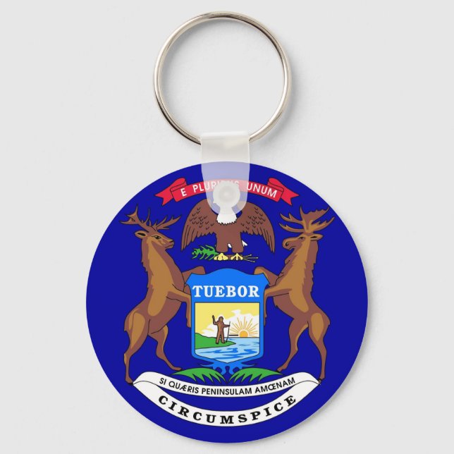 Keychain with Flag of Michigan State (Front)