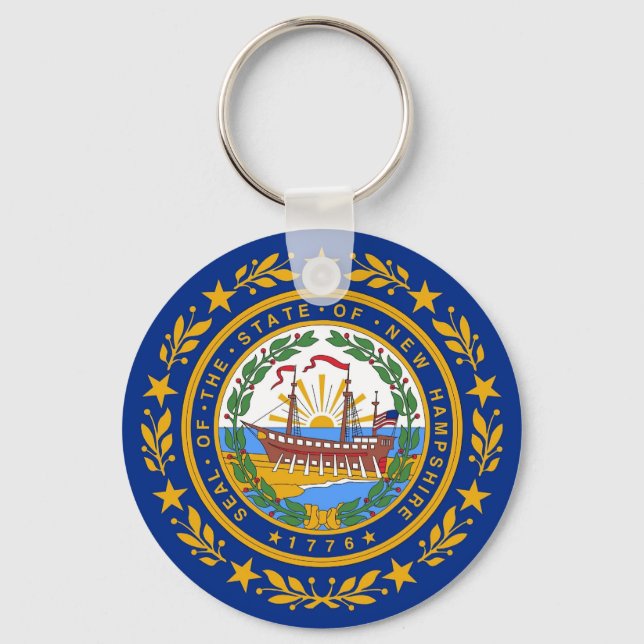 Keychain with Flag of  New Hampshire State (Front)