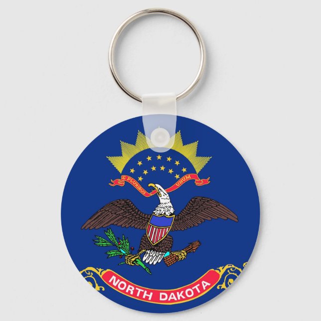 Keychain with Flag of North Dakota State (Front)