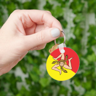 Keychain with Flag of Sicily, Italy