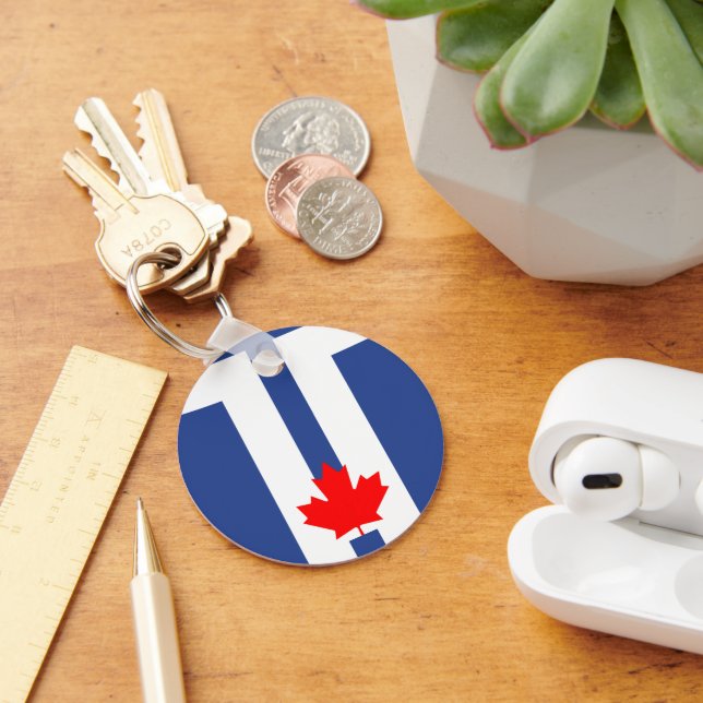 Keychain with Flag of Toronto, Canada (Desk)