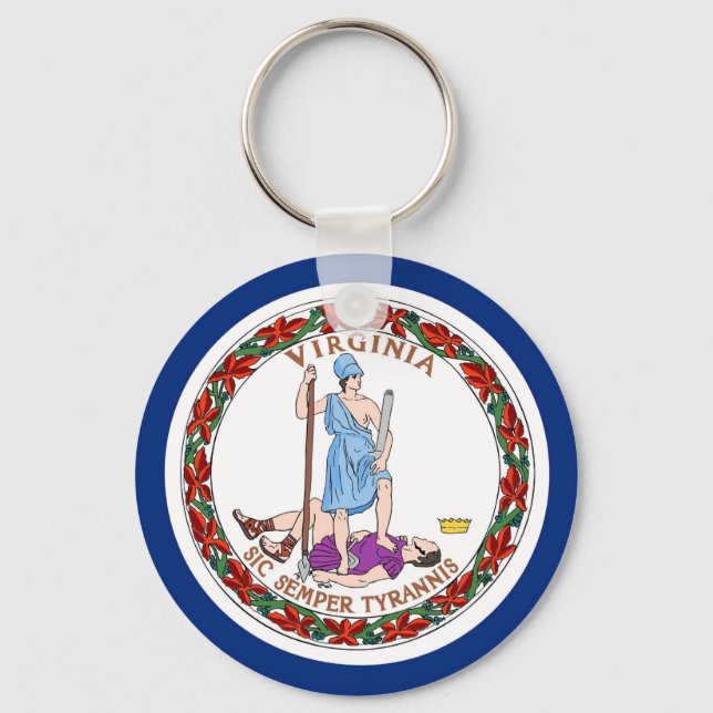 Keychain with Flag of Virginia State (Front)