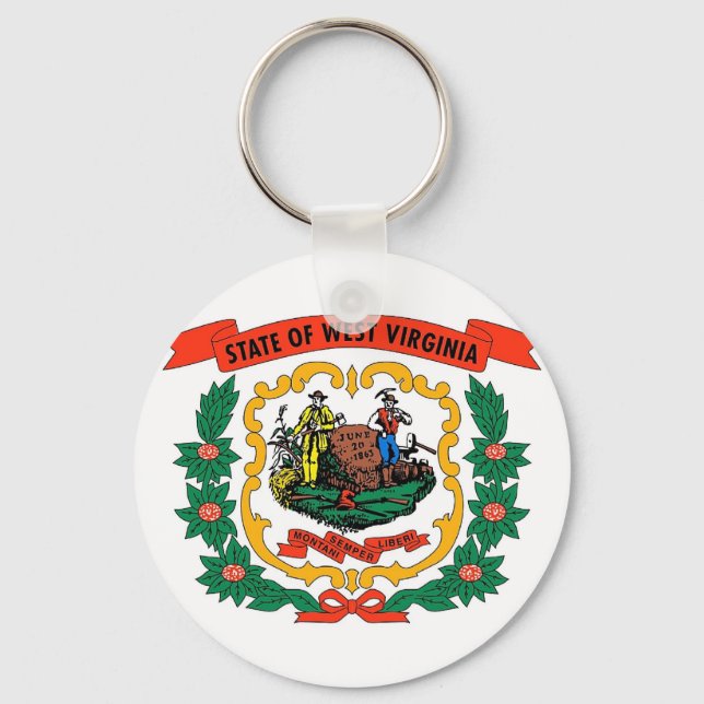 Keychain with Flag of West Virginia State (Front)